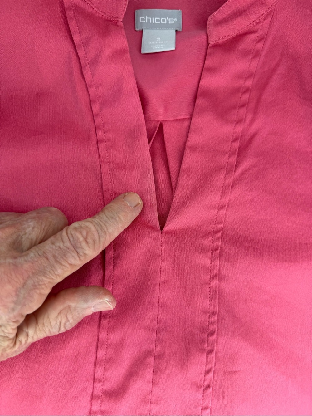 Chico’s Poplin Balloon Sleeve Popover Blouse Pink Women’s Size 12 (Chico’s 2) - Picture 9 of 9